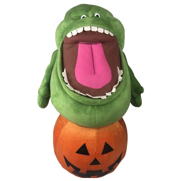 Halloween Ghostbusters Slimer On Pumpkin Plush 2016 Gemmy 24” Tall Greeter - Picture 1 of 8